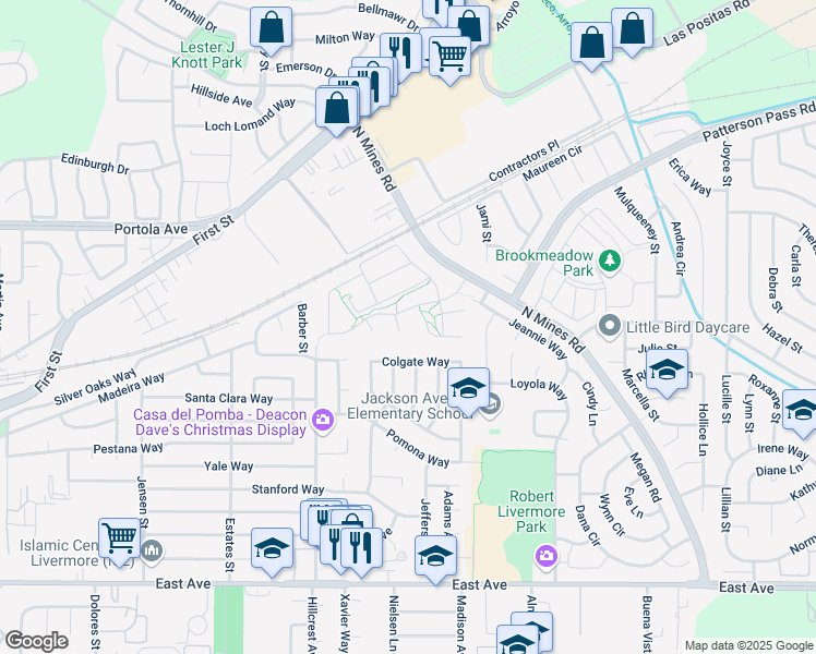 map of restaurants, bars, coffee shops, grocery stores, and more near 292 Mackenzie Court in Livermore