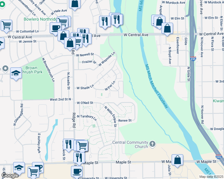 map of restaurants, bars, coffee shops, grocery stores, and more near 6720 West O'Neil Street in Wichita