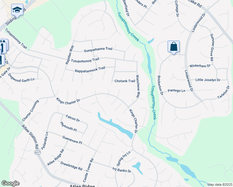 map of restaurants, bars, coffee shops, grocery stores, and more near 10301 Bealeton Court in Mechanicsville