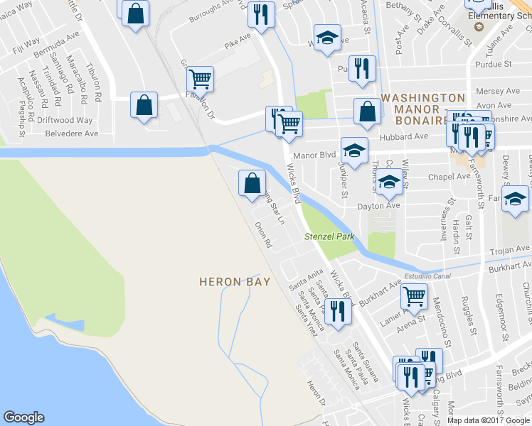 map of restaurants, bars, coffee shops, grocery stores, and more near 2015 Horizon Court in San Leandro