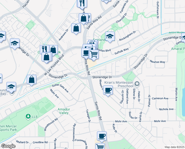 map of restaurants, bars, coffee shops, grocery stores, and more near 4380 Diavila Avenue in Pleasanton