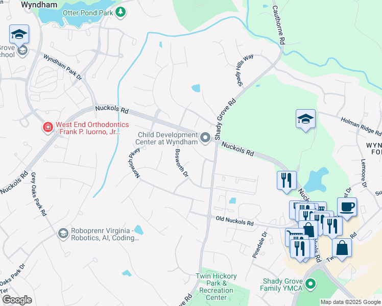 map of restaurants, bars, coffee shops, grocery stores, and more near 11620 Kenilworth Place in Glen Allen