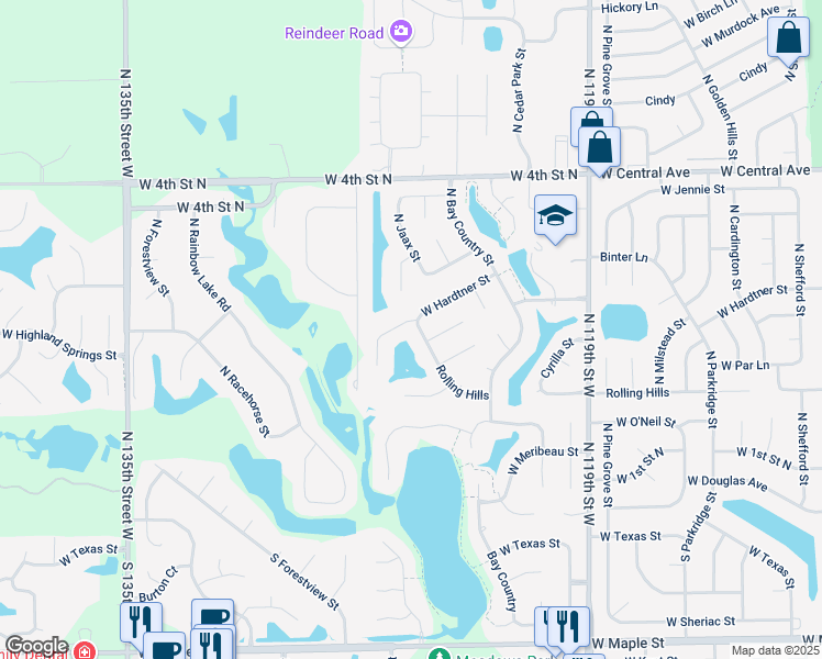 map of restaurants, bars, coffee shops, grocery stores, and more near 12605 West Hardtner Circle in Wichita