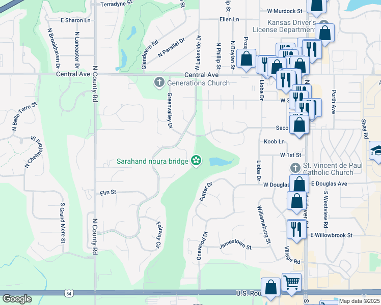 map of restaurants, bars, coffee shops, grocery stores, and more near 206 Dogwood Court in Andover