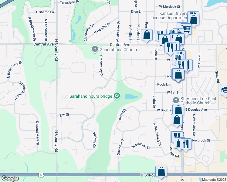 map of restaurants, bars, coffee shops, grocery stores, and more near 206 Dogwood Court in Andover