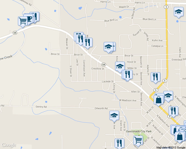 map of restaurants, bars, coffee shops, grocery stores, and more near 228 South Krudwig Avenue in Lebanon