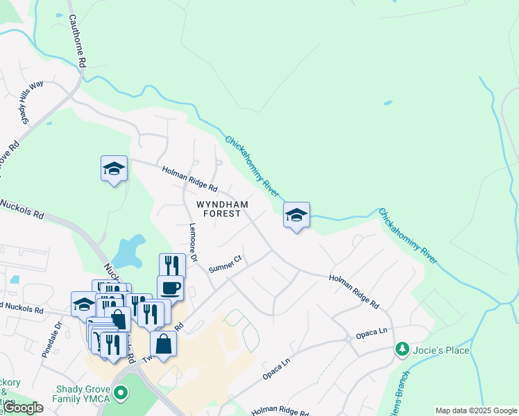 map of restaurants, bars, coffee shops, grocery stores, and more near 4909 Hickory Meadows Court in Glen Allen