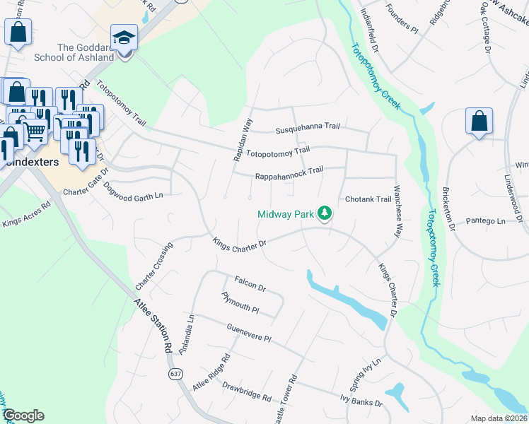 map of restaurants, bars, coffee shops, grocery stores, and more near 10328 Berkeley Manor Drive in Mechanicsville