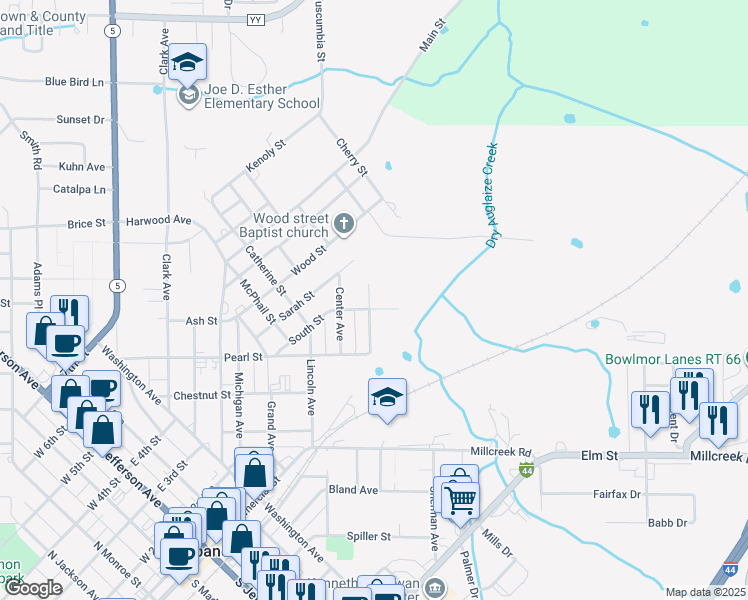 map of restaurants, bars, coffee shops, grocery stores, and more near 811 East Street in Lebanon