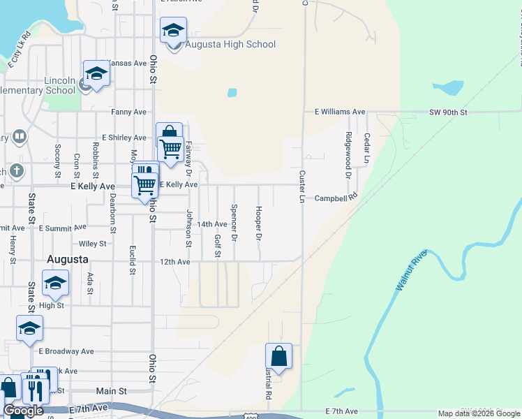 map of restaurants, bars, coffee shops, grocery stores, and more near 1236 Hooper Drive in Augusta