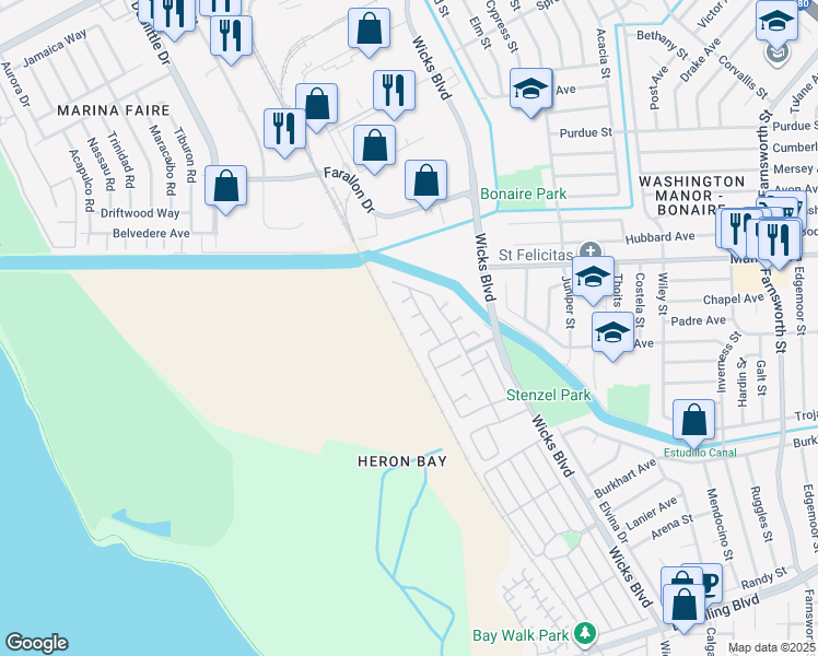 map of restaurants, bars, coffee shops, grocery stores, and more near 2026 Seaspray Ct in San Leandro