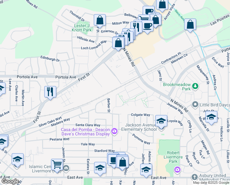 map of restaurants, bars, coffee shops, grocery stores, and more near 202 Sonia Way in Livermore
