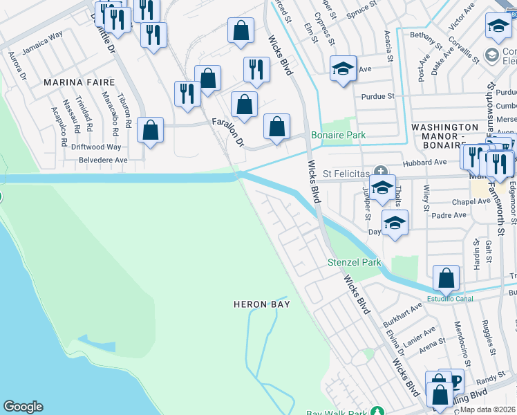 map of restaurants, bars, coffee shops, grocery stores, and more near 2026 Seaspray Court in San Leandro