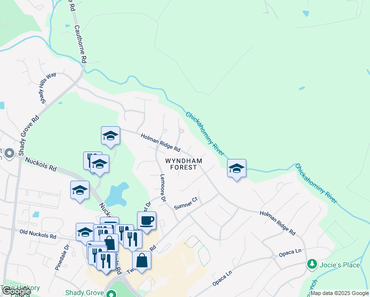 map of restaurants, bars, coffee shops, grocery stores, and more near 4909 Hunter Hill Terrace in Glen Allen