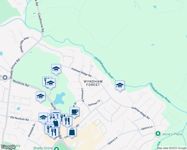 map of restaurants, bars, coffee shops, grocery stores, and more near 4909 Hunter Hill Terrace in Glen Allen