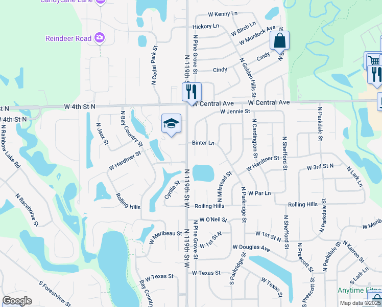 map of restaurants, bars, coffee shops, grocery stores, and more near 500-598 N 119th St W in Wichita
