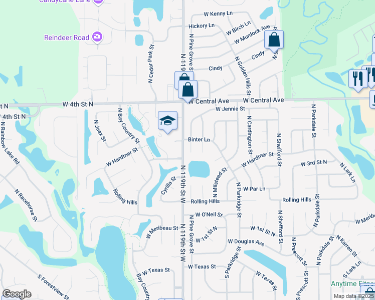 map of restaurants, bars, coffee shops, grocery stores, and more near 500-598 N 119th St W in Wichita