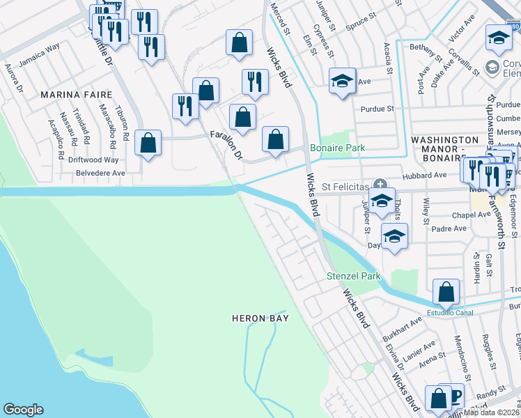 map of restaurants, bars, coffee shops, grocery stores, and more near 15109 Shining Star Lane in San Leandro