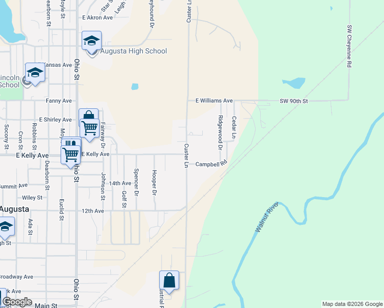 map of restaurants, bars, coffee shops, grocery stores, and more near 1502 Custer Lane in Augusta