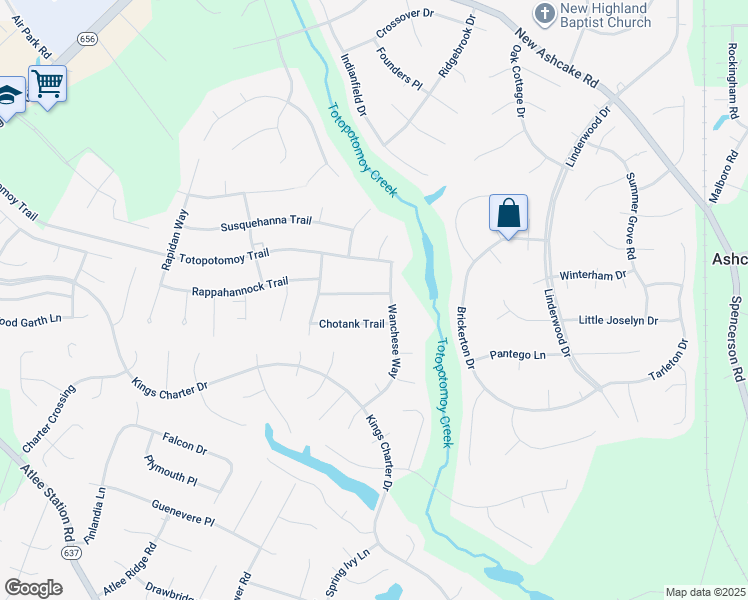 map of restaurants, bars, coffee shops, grocery stores, and more near 9205 Wicomico Trail in Ashland