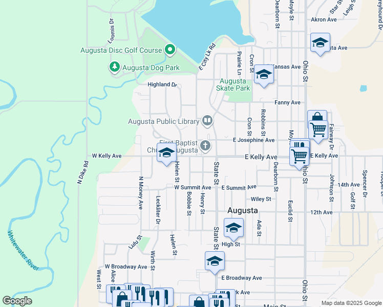 map of restaurants, bars, coffee shops, grocery stores, and more near 1501 Washington Ln in Augusta