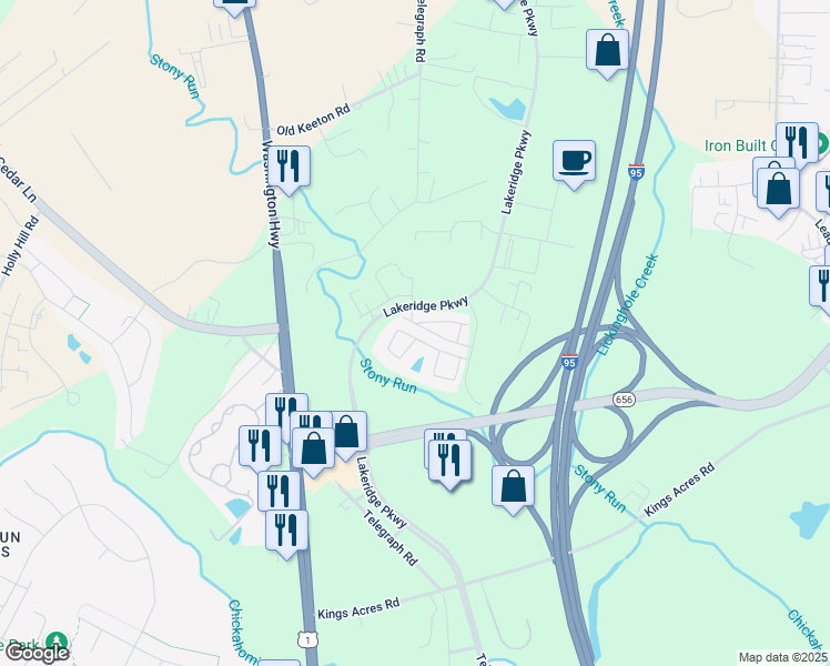 map of restaurants, bars, coffee shops, grocery stores, and more near 10301 Kestrel Drive in Ashland