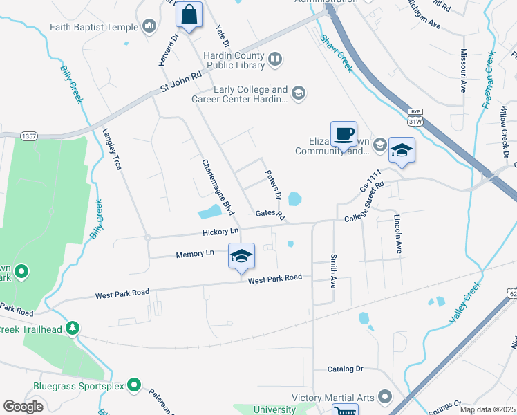 map of restaurants, bars, coffee shops, grocery stores, and more near 540-546 Gates Road in Elizabethtown