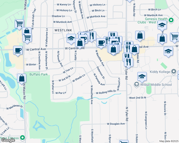 map of restaurants, bars, coffee shops, grocery stores, and more near 483 North Pamela Avenue in Wichita