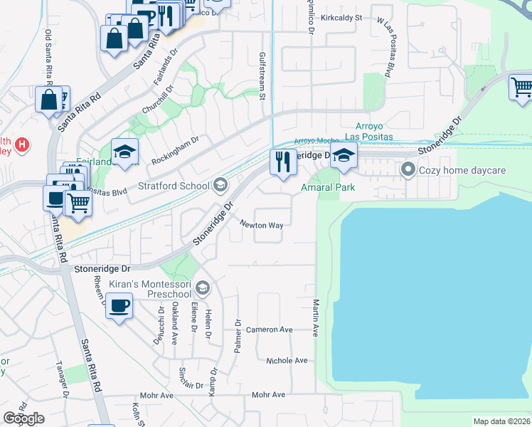 map of restaurants, bars, coffee shops, grocery stores, and more near 3866 Picard Avenue in Pleasanton