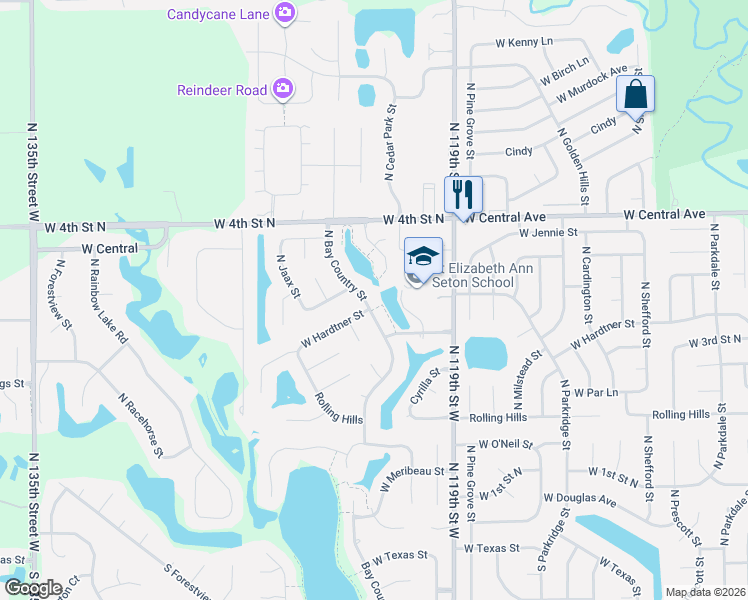 map of restaurants, bars, coffee shops, grocery stores, and more near 510 North Bay Country Street in Wichita