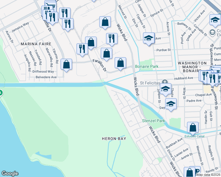 map of restaurants, bars, coffee shops, grocery stores, and more near 15100 Shining Star Lane in San Leandro