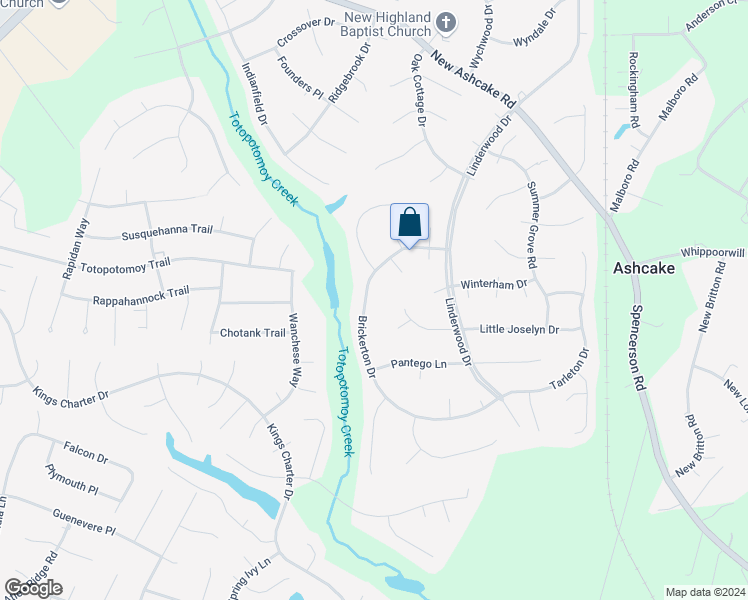 map of restaurants, bars, coffee shops, grocery stores, and more near 10342 Brickerton Drive in Mechanicsville