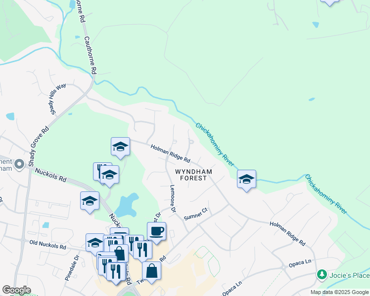 map of restaurants, bars, coffee shops, grocery stores, and more near 4929 Stable Hill Terrace in Glen Allen