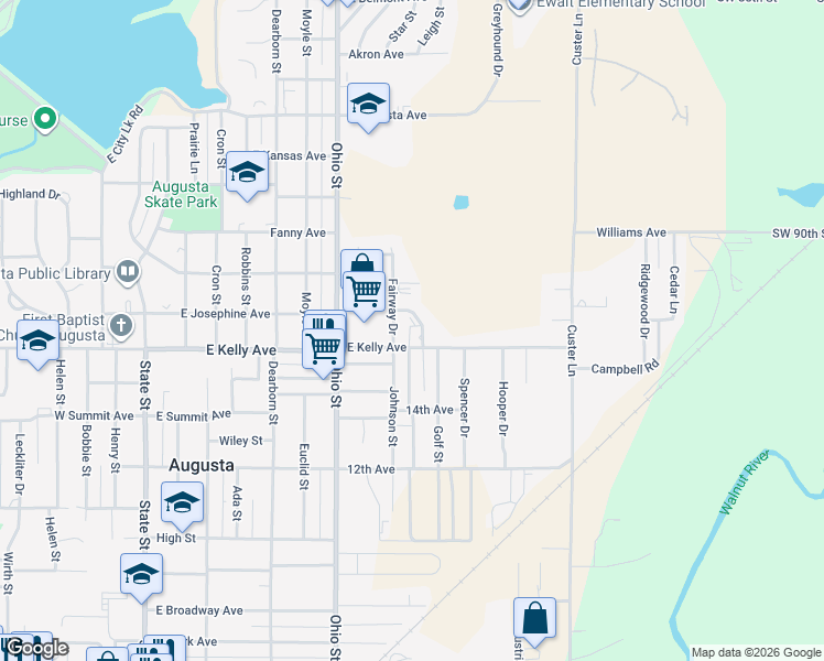 map of restaurants, bars, coffee shops, grocery stores, and more near 1508 Fairway Drive in Augusta