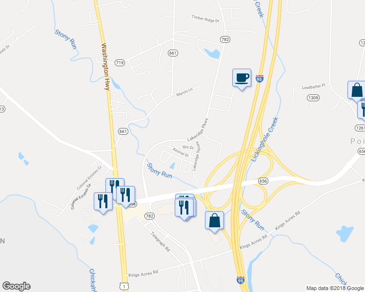 map of restaurants, bars, coffee shops, grocery stores, and more near 10278 Ibis Drive in Ashland