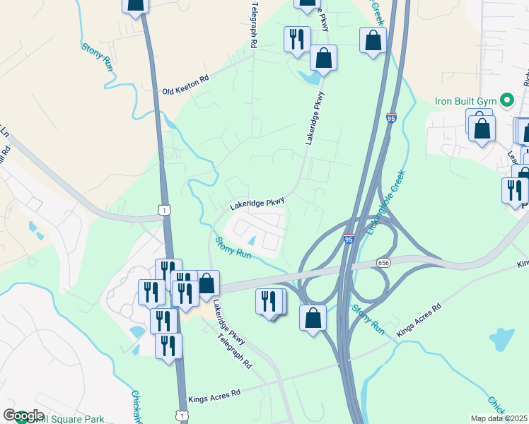 map of restaurants, bars, coffee shops, grocery stores, and more near 10280 Ibis Drive in Ashland