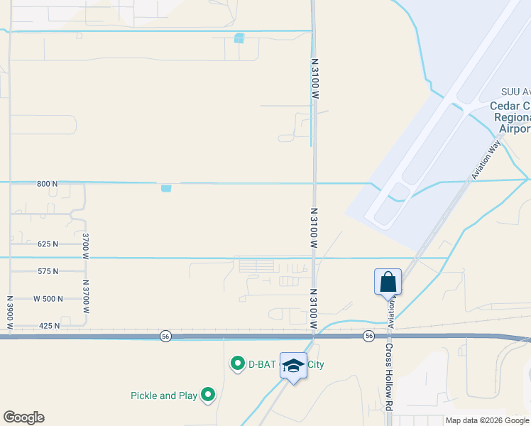 map of restaurants, bars, coffee shops, grocery stores, and more near 3100-3398 West 600 North in Cedar City