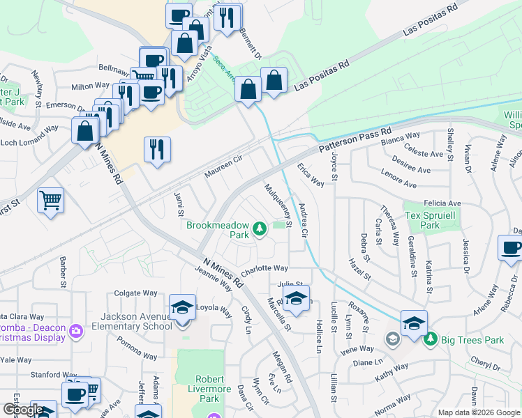 map of restaurants, bars, coffee shops, grocery stores, and more near 354 Marie Common in Livermore