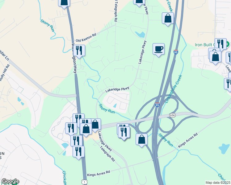 map of restaurants, bars, coffee shops, grocery stores, and more near 10283 Kestrel Drive in Ashland