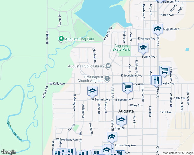 map of restaurants, bars, coffee shops, grocery stores, and more near 1501 Washington Ln in Augusta