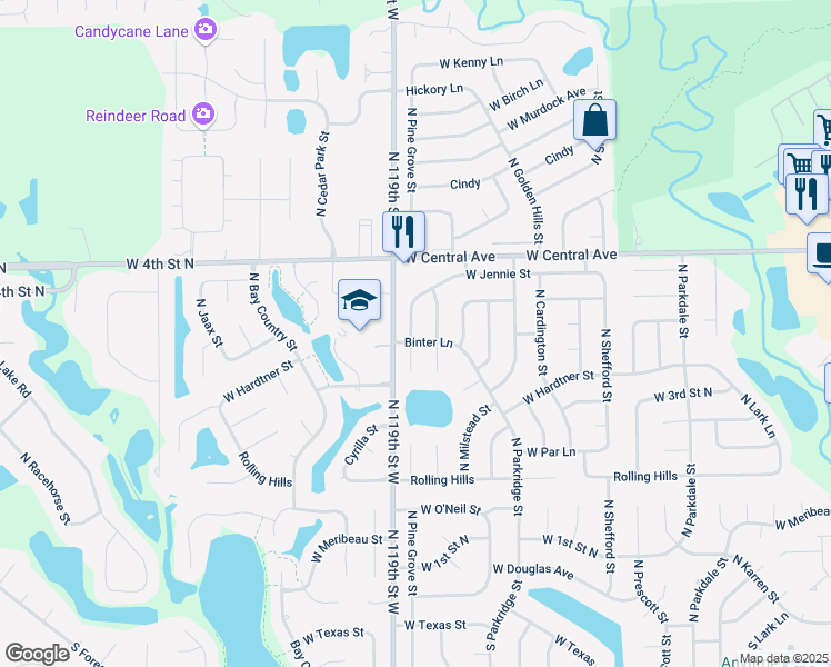 map of restaurants, bars, coffee shops, grocery stores, and more near 500 North 119th Street West in Wichita