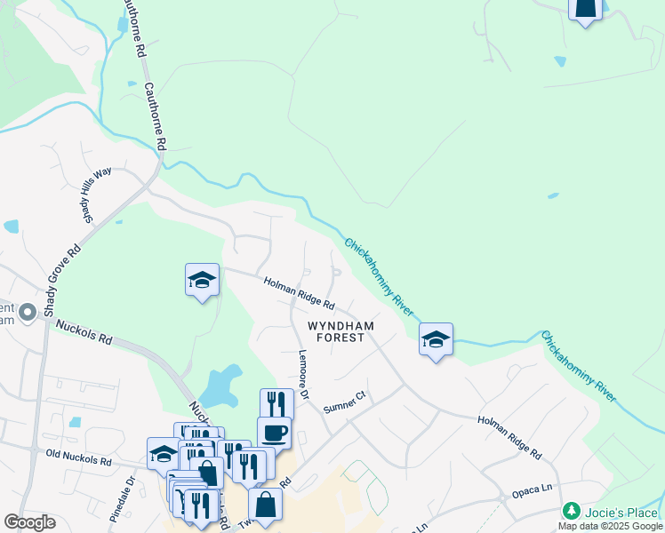 map of restaurants, bars, coffee shops, grocery stores, and more near 4725 Twin Hickory Lane in Glen Allen