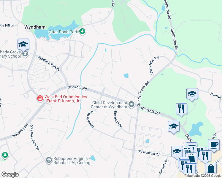 map of restaurants, bars, coffee shops, grocery stores, and more near 11604 Herrick Lane in Glen Allen