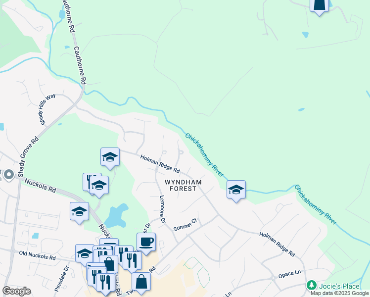 map of restaurants, bars, coffee shops, grocery stores, and more near 1001 Stable Hill Place in Glen Allen