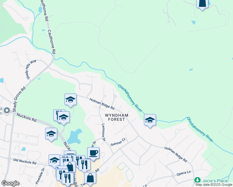 map of restaurants, bars, coffee shops, grocery stores, and more near 1005 Stable Hill Place in Glen Allen