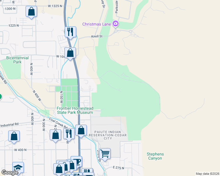 map of restaurants, bars, coffee shops, grocery stores, and more near 200 East 900 North in Cedar City