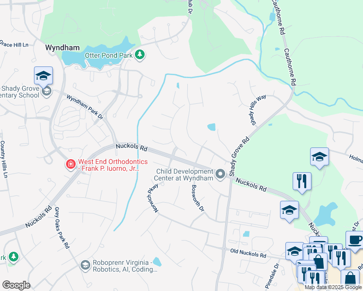 map of restaurants, bars, coffee shops, grocery stores, and more near 11704 Herrick Lane in Glen Allen