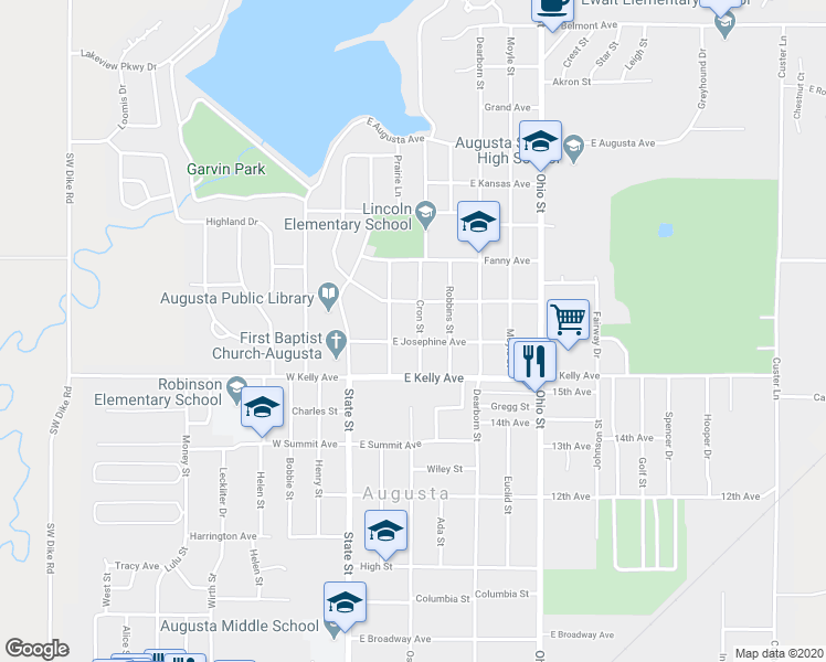 map of restaurants, bars, coffee shops, grocery stores, and more near 1607 Cron Street in Augusta