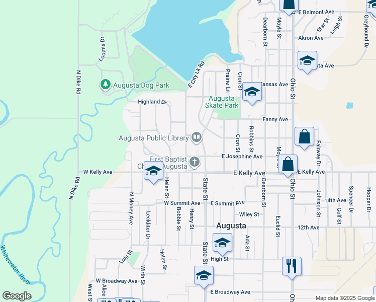 map of restaurants, bars, coffee shops, grocery stores, and more near 1515 Washington Lane in Augusta