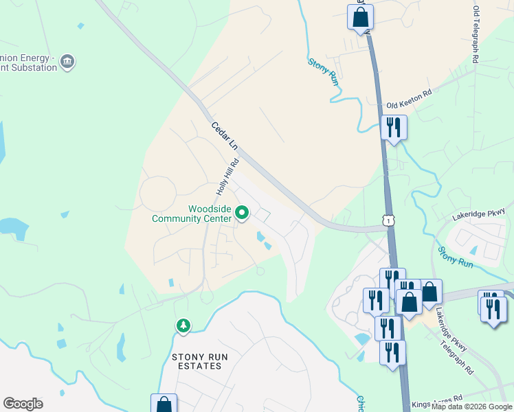 map of restaurants, bars, coffee shops, grocery stores, and more near 10447 Cedar Lane in Glen Allen